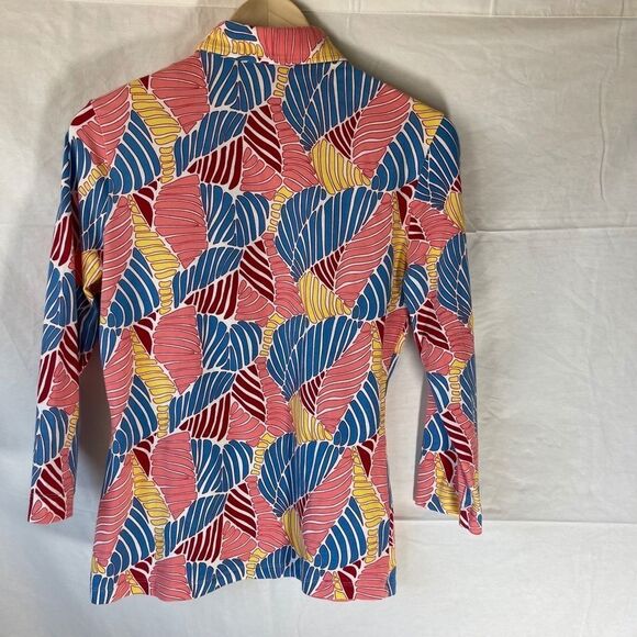 J. McLaughlin Multi-Colored Palm Print Shirt Sz S - Picture 2 of 8